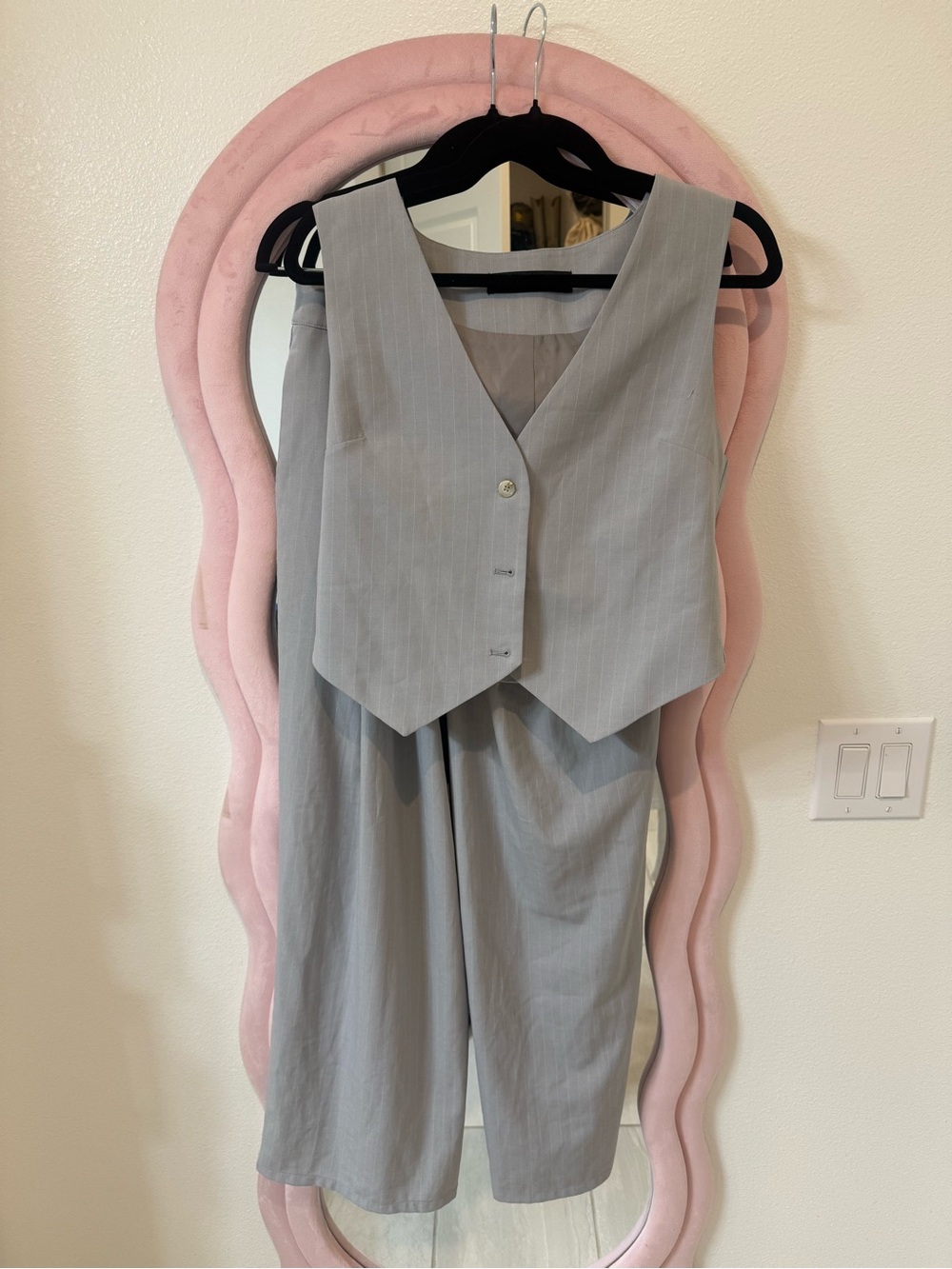 Lioness Tailored Gray Vest & Wide-Leg Pants Set